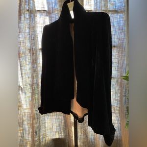 Vintage lavish quality black velvet short jacket with scarf attached.